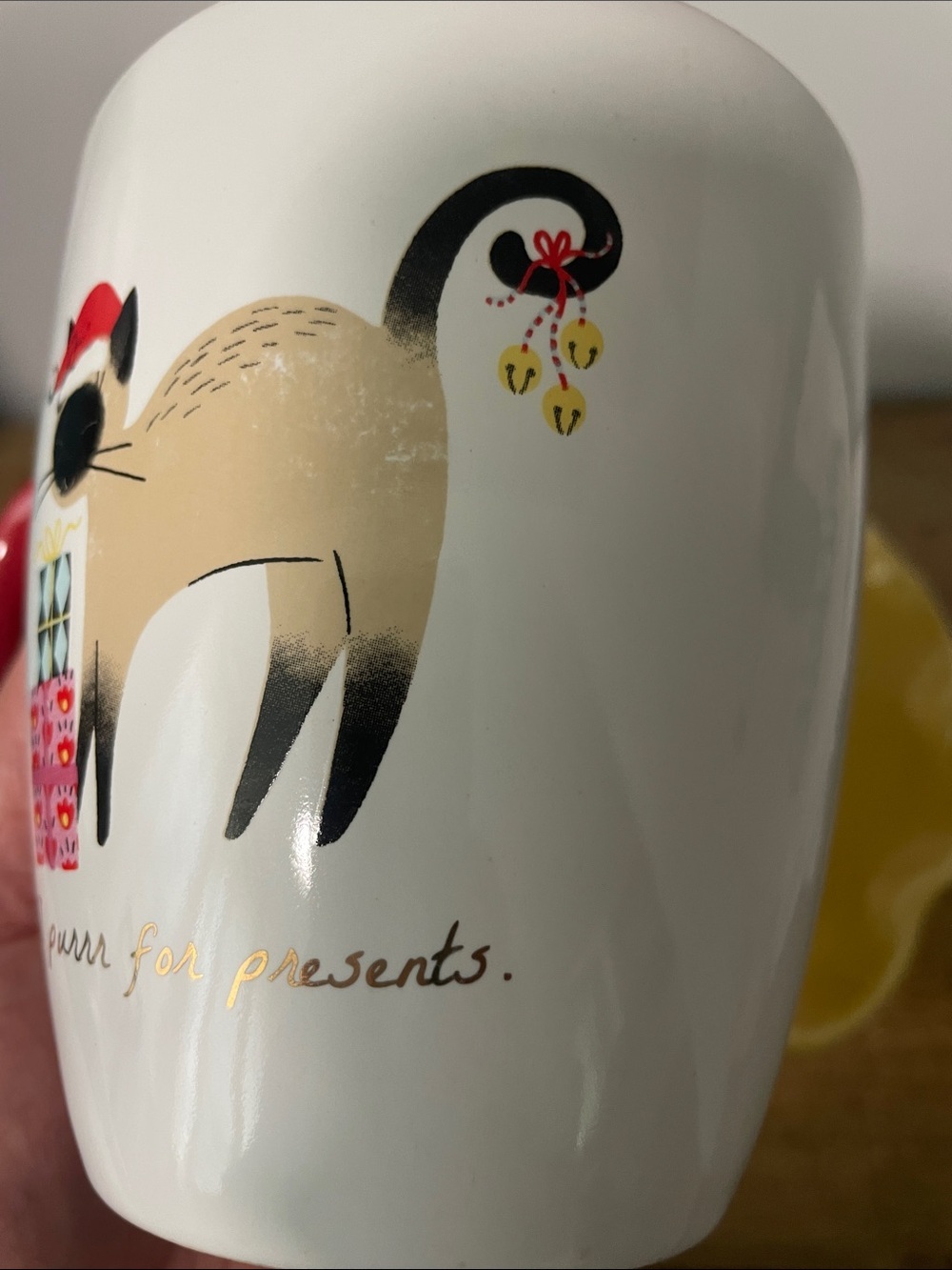 Festive Cat Ceramic Coffee Mug - Red Handle - Picture 7 of 7
